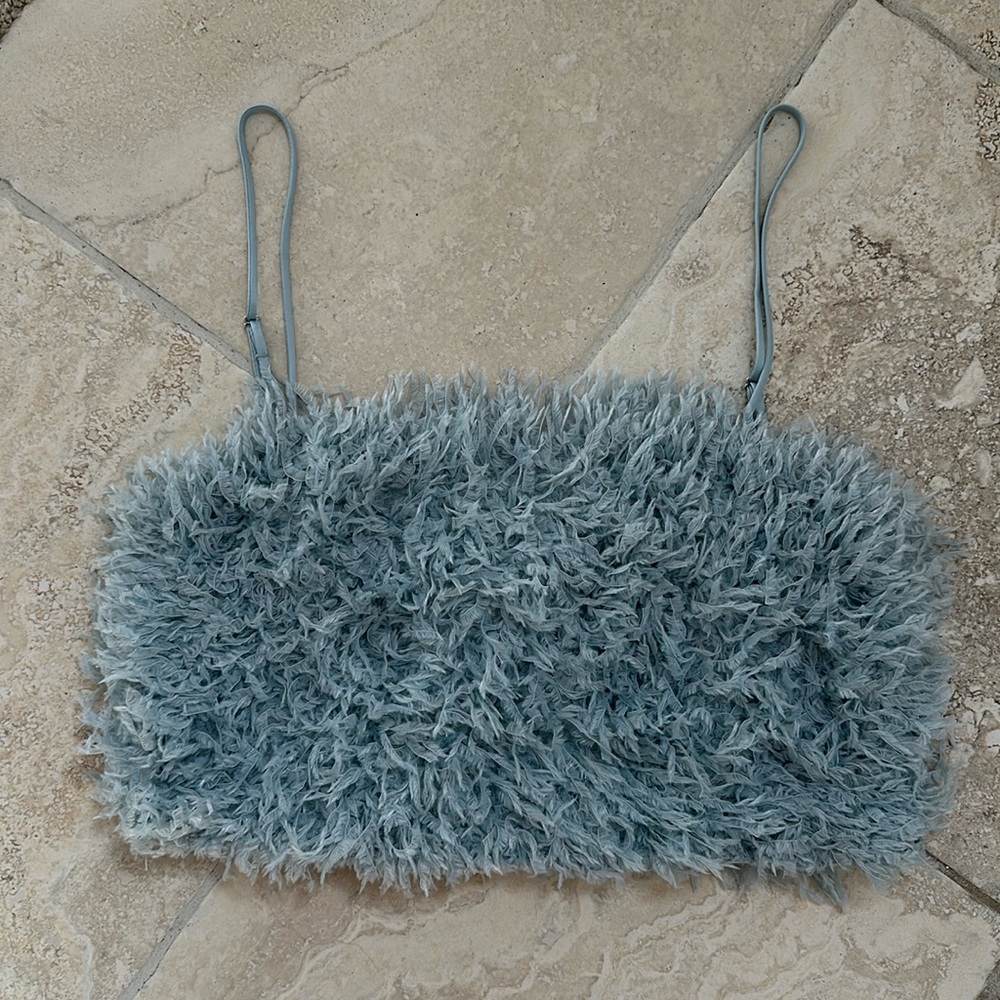 Zara Blue Feather Top